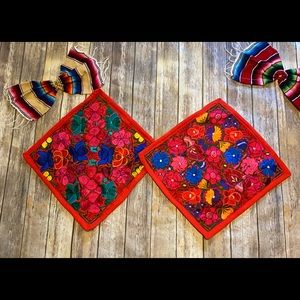 Throw embroidered pillow cases